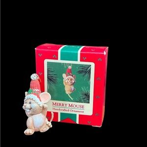 Vintage 1985 Hallmark Merry Mouse ornament.